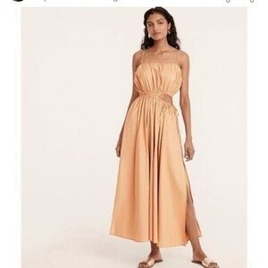 J crew tan poplin cut out midi dress